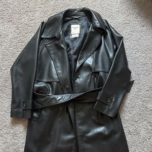 Abercrombie & Fitch Black Leather Coat
